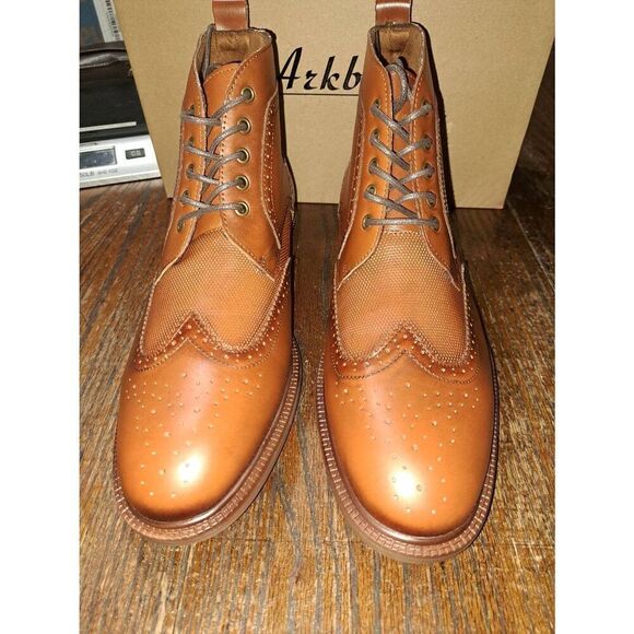 New Mens 11.5 Arkbird Brown Leather Dress Oxford Chukka Ankke Boots NWT main image 6